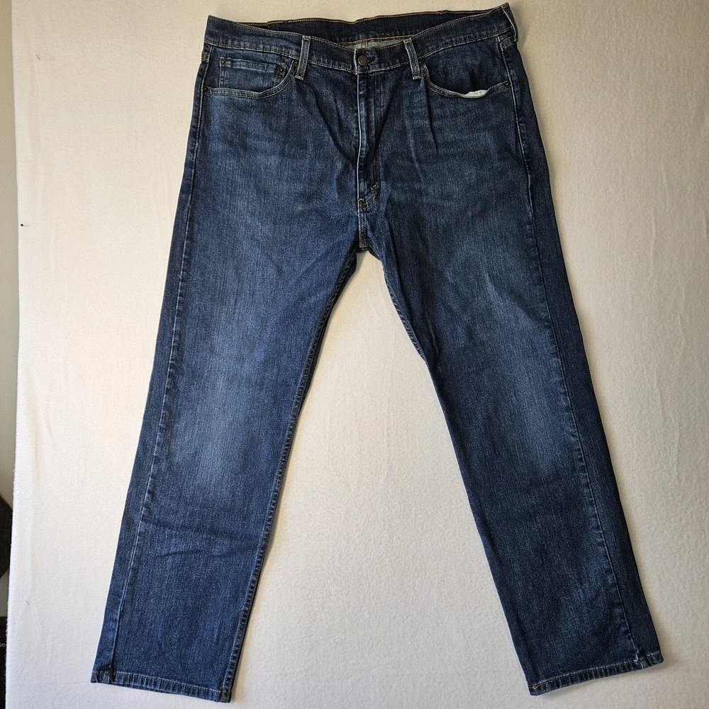Levis 505 Jeans Mens 40x30 Blue Denim Straight Leg Dark Wash Excellent USED Cond
